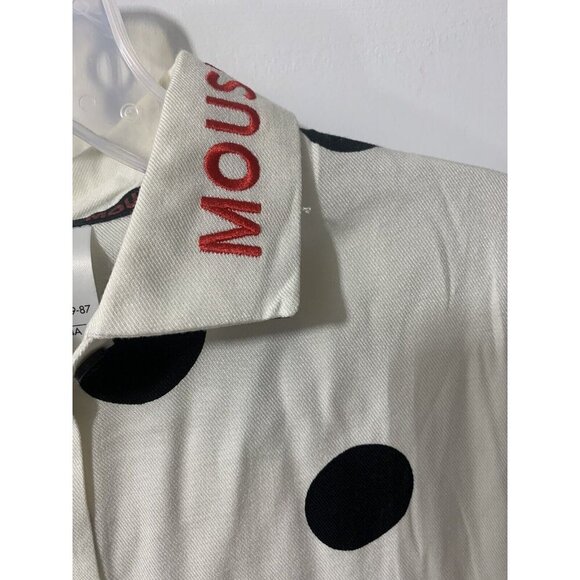 Women's XS Minnie Mouse Polka Dot Embroidered Collar Short Sleeve Blouse - Picture 6 of 13